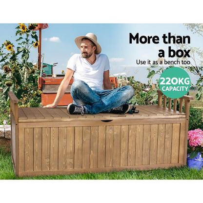 Gardeon Outdoor Storage Box Wooden Garden Bench 128.5cm Chest Tool Toy